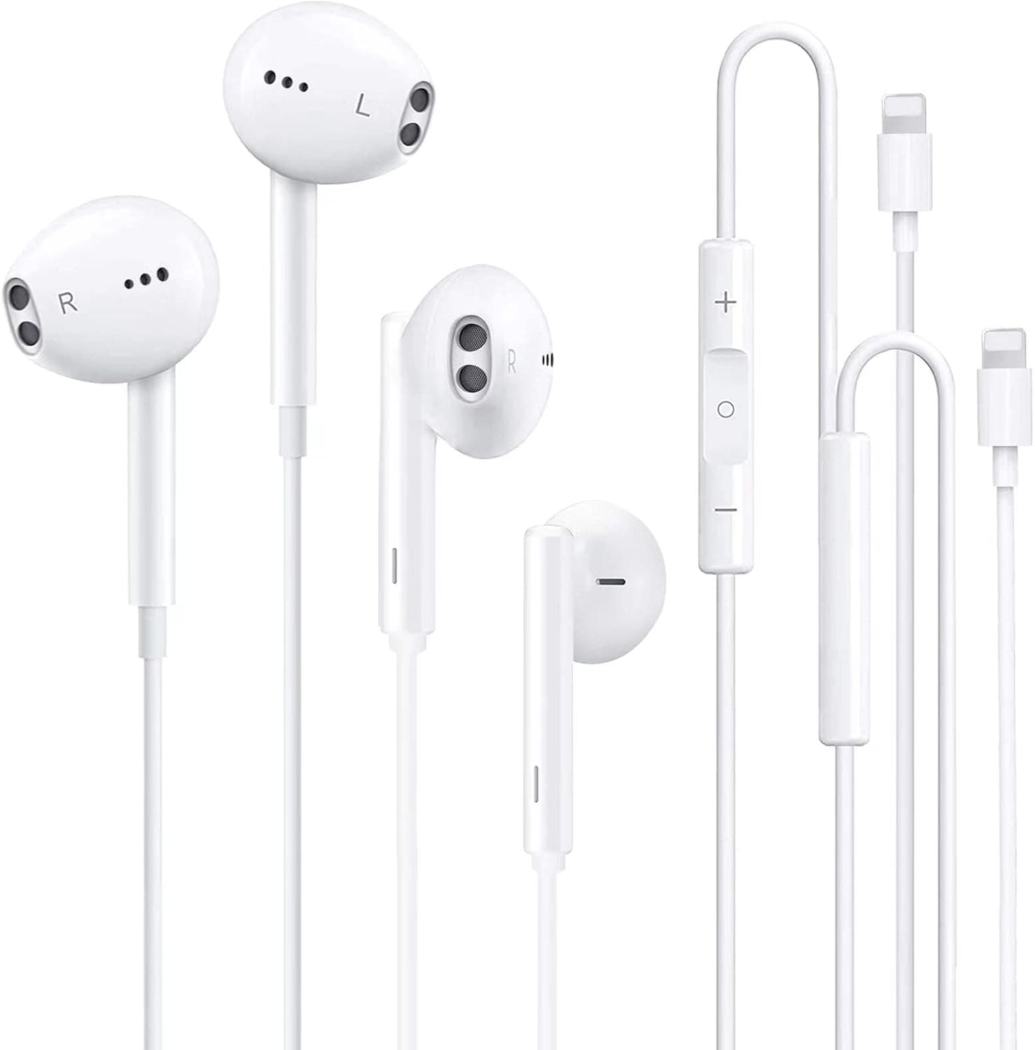 2 Pack Earbuds Headphones, Wired Stereo Sound Earphones, with Microphone and Volume Control, Compatible with iPhone 13/12/ 11/ X/Xs/XR/Xs max/ 8/ 8plus/ 7plus/ SE/Pro/iPad