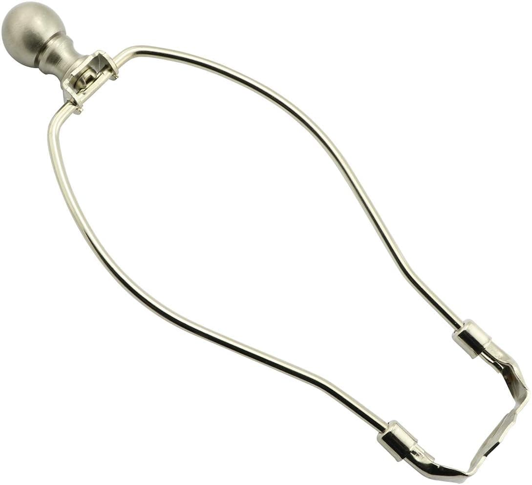 DZS Elec 10" Nickel Lamp Harp with Light Base and Ball Lamp Finial for Table/Floor Light Fitting UNO Fitter Adapter Converter Finial Set