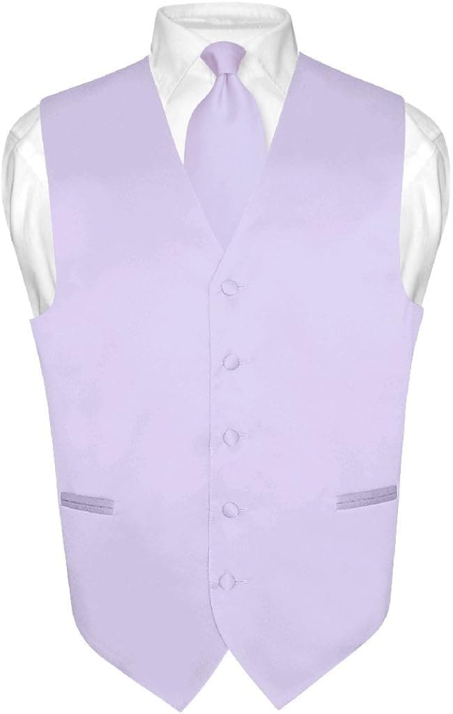 Men's Dress Vest & NeckTie Solid PINK Color Neck Tie Set for Suit or Tuxedo
