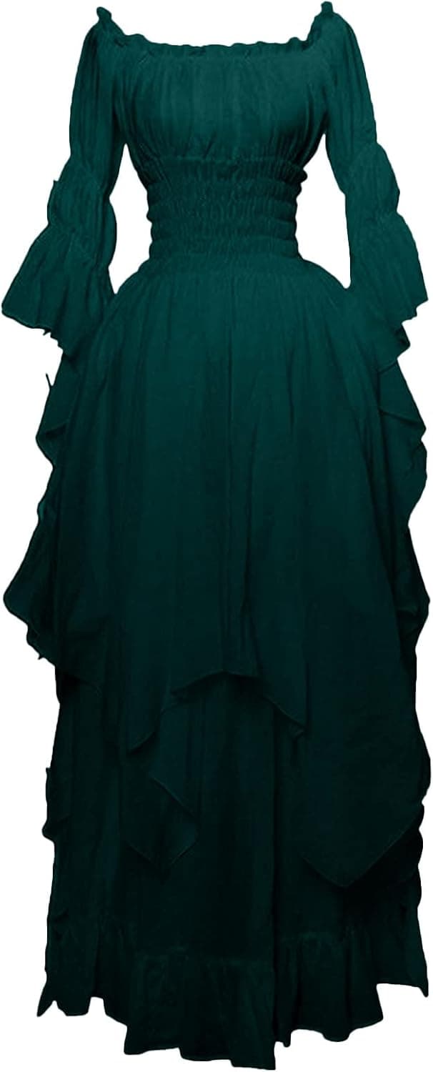 Womens Renaissance Dress With Hood Medieval Vintage Dresses Lace Up Corset Victorian Dress Gothic Cosplay Costumes