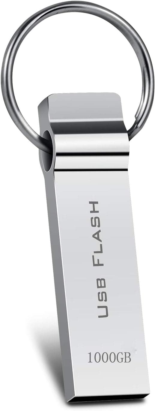 RUICHENXI 1TB USB Flash Drive 3.0 USB Drive High Speed Thumb Drives 1000GB Memory Stick Portable Large Storage USB Stick Pendrive Waterproof Jump Drive with with Keychain,USB Storage,Sliver