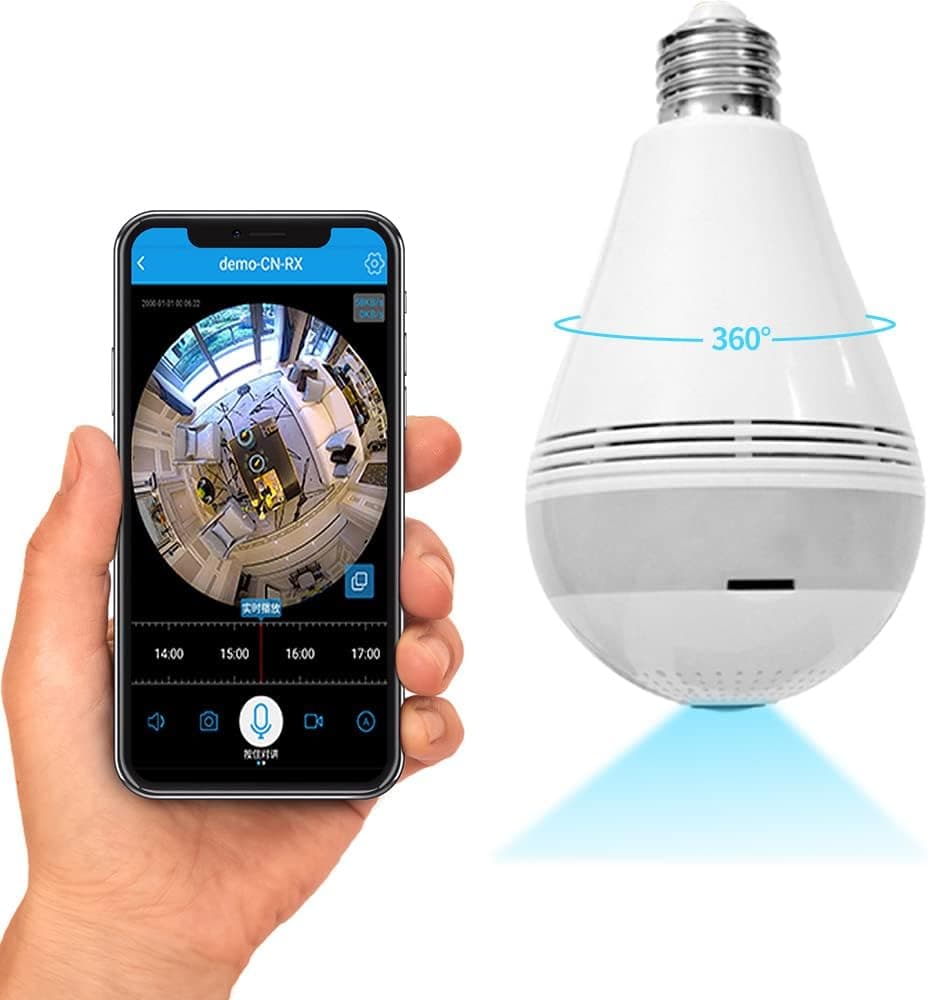 LSHJHWFC Light Bulb Camera, HD 1080P 360 Degree Panoramic 2.4G Home WiFi Camera, Remote Floodlight Infrared Night Vision Motion Detection, for Baby/Elder/Pet/Nanny Monitor Wireless Camera