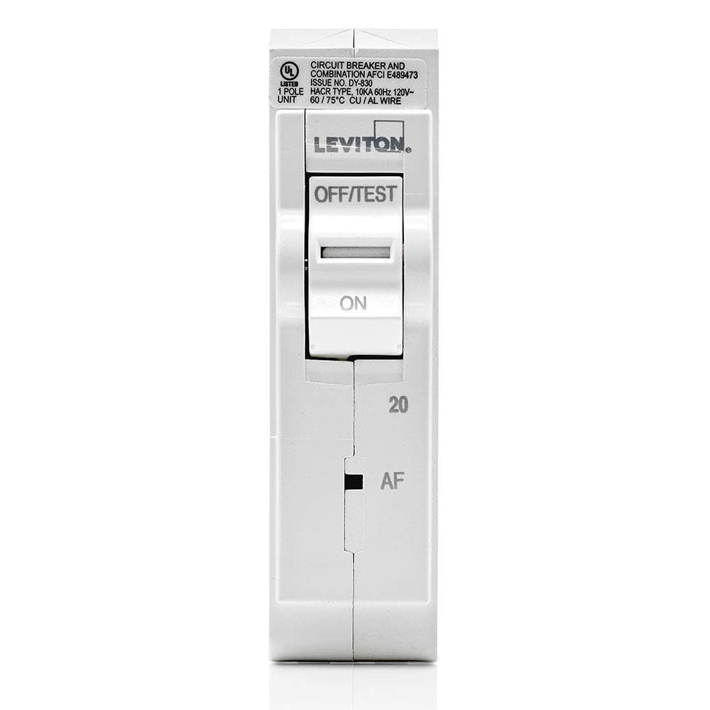 Leviton LB120-AF 20 Amp, 1-Pole Plug-on AFCI Branch Circuit Breaker, 120 VAC, White