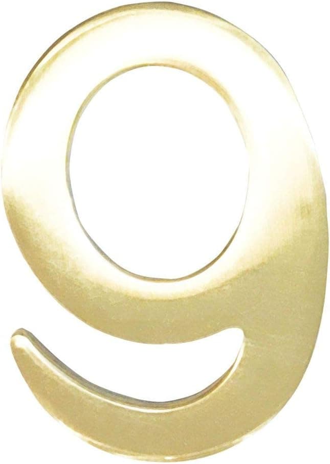 ADDRESSES OF DISTINCTION 3-Inch Brass Mailbox Number – Self Adhesive Floating Numbers – Williamsburg Font – Won’t Tarnish – Weather Resistant – Numbering for Address Plaque, Home & Door (# 9)