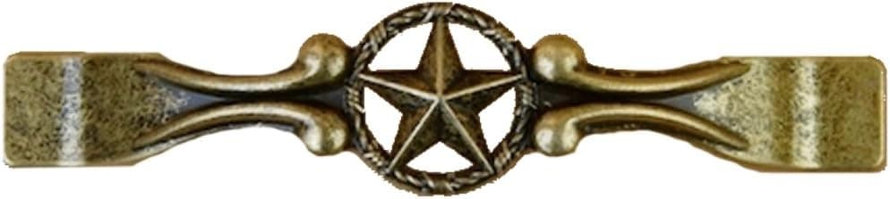 Set of 6 Drawer Handle Star with Barbwire Cabinet Pull Western Southwest Rustic Texas (Antique Brass)