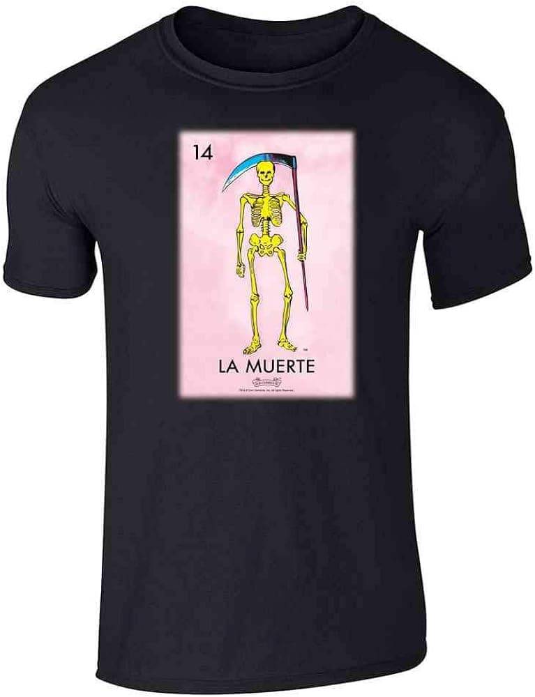 Pop Threads La Muerte Death Loteria Card Mexican Graphic Tshirt Tee for Men Latina Shirt