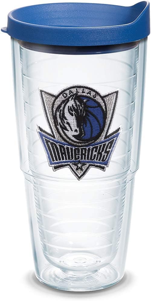 Tervis Made in USA Double Walled NBA Dallas Mavericks Insulated Tumbler Cup Keeps Drinks Cold & Hot, 24oz - Blue Lid, Primary Logo