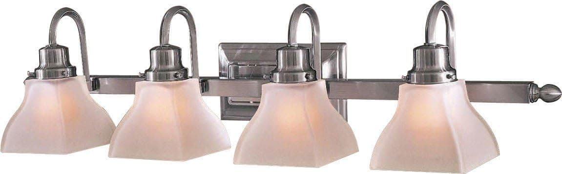 Minka Lavery Wall Light Fixtures 5584-84 Mission Ridge Reversible Glass Bath Vanity Lighting, 4 Light, 400 Watts, Nickel