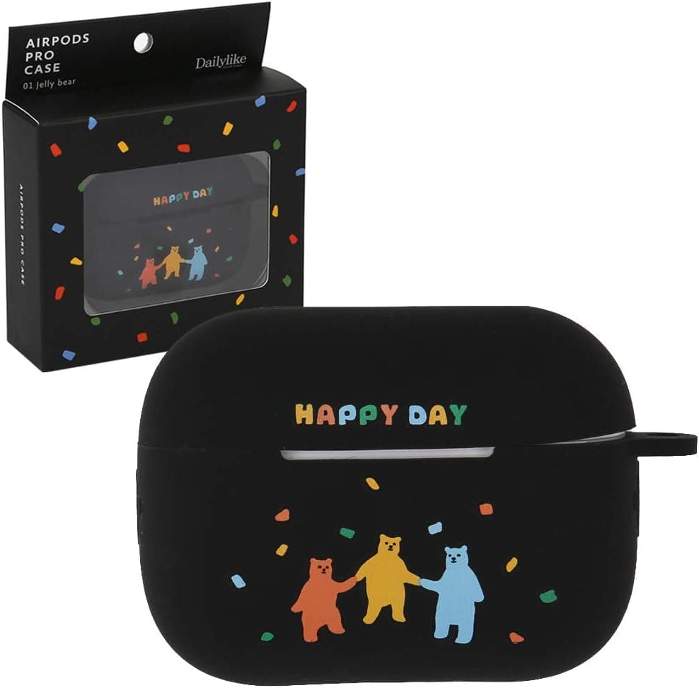 Dailylike Jelly Bear Protective Silicone case Cover for Apple AirPods Pro, Soft Skin Friendly Shockproof, Scratchproof case AirPods 3 Earbuds Accessories