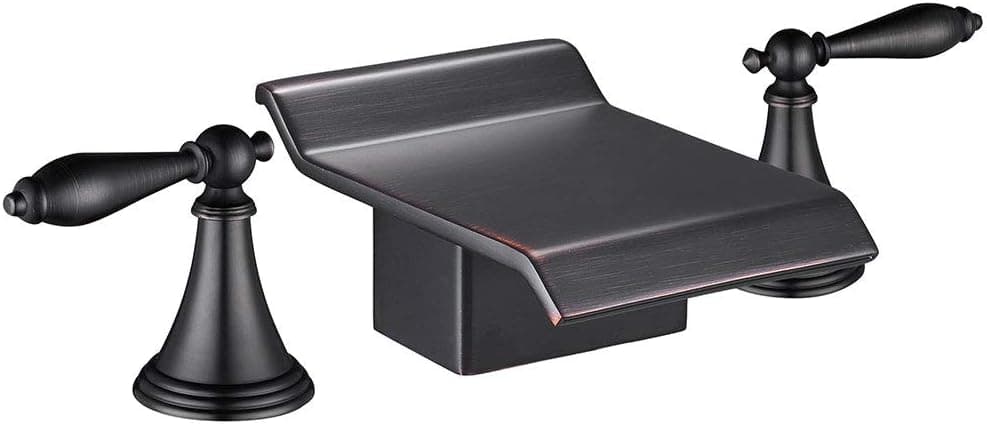 Aquaterior 3pcs Hot & Cold Water Waterfall Roman Faucet Bath Tub Vessel Sink Bathroom Tap Lavatory(CUPC NSF CEC)