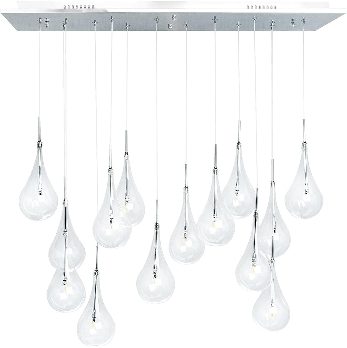Finesse Decor 14 Light Clear Glass Globes Chandelier // Rectangular Chrome Canopy