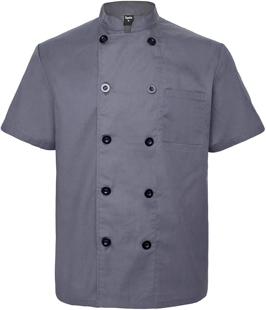 TOPTIE Unisex Short Sleeve Chef Coat Jacket