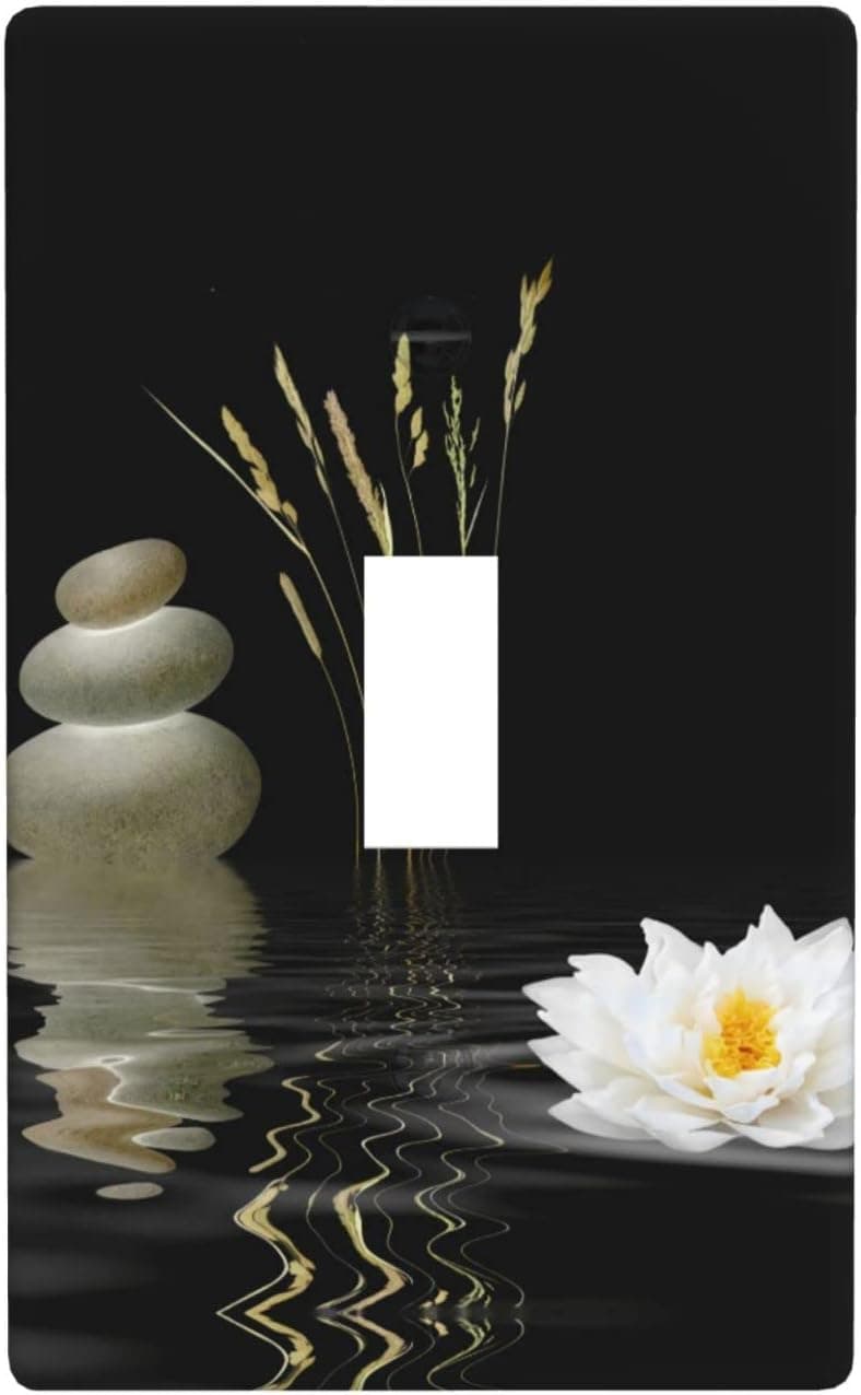 Ruwaxiy Lotus Flower Light Switch Cover Single Toggle Wall Plate Decorations Outlet Cover 4.5 X 2.76 for Bedroom Kitchen Home