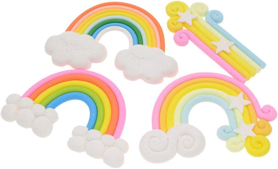 senlinlv 4 Pcs Rainbow Cloud Cake Topper Unique Cupcake Cake Flags Dessert Baking Decoration for Wedding Birthday
