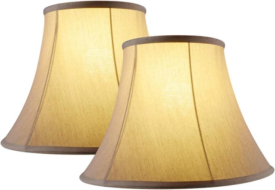2 Pack Small Lamp Shade, Aisun Bell Fabric Lamp shade for Table Lamp and Floor Lamp. 5x10x8.6 inch, Brown Satin Fabric Hand Crafted, Spider
