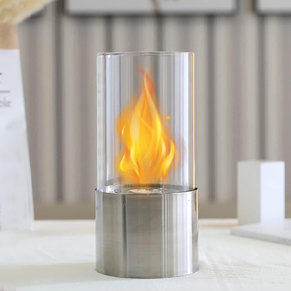 Tabletop Fire Bowl Pot Indoor Outdoor Stainless Steel Portable Tabletop Fireplace Glass Clean Burning Bio Ethanol Fireplace-Small