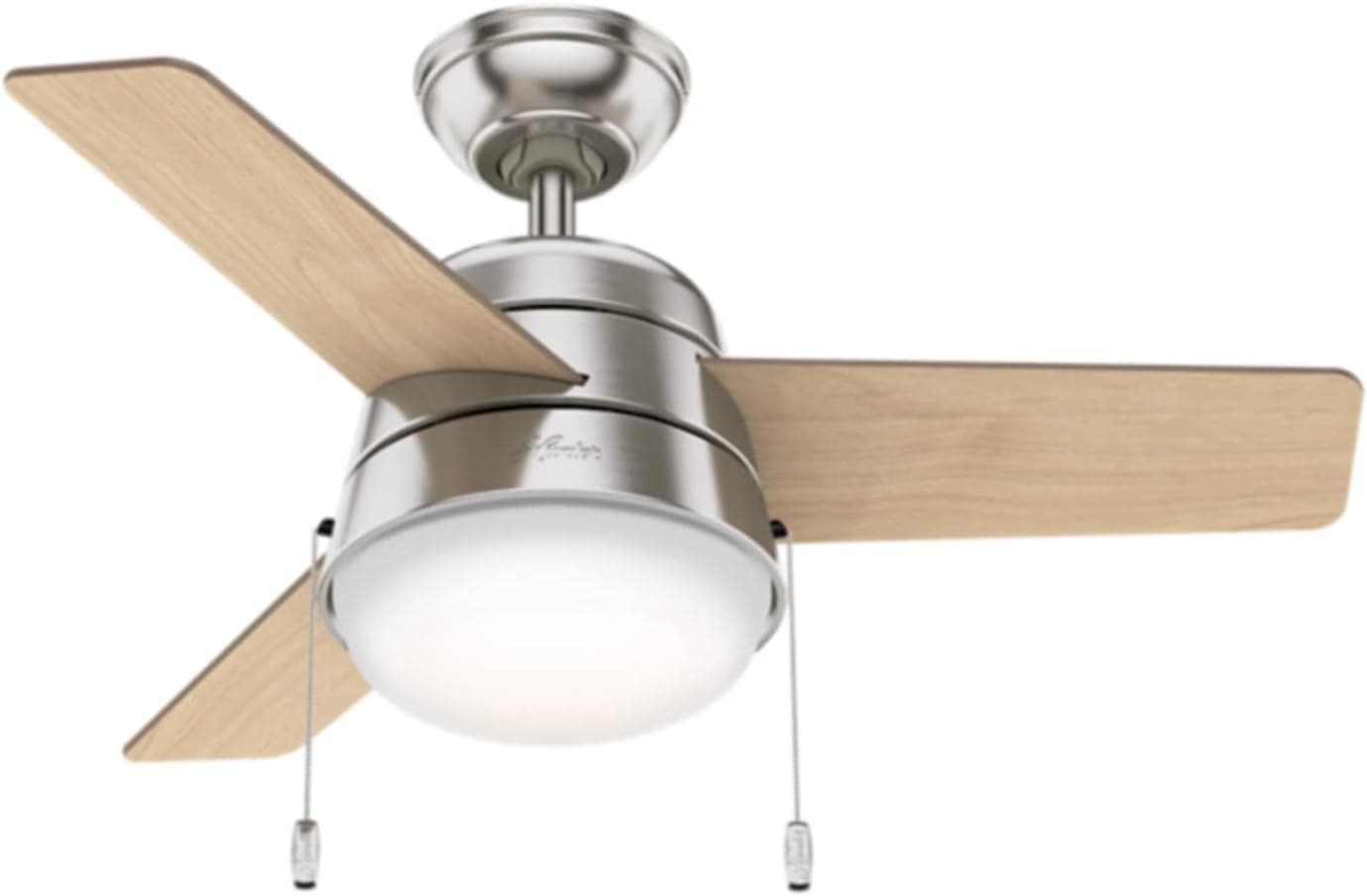 Hunter Fan Company, 59303, 36 inch Aker Brushed Nickel Ceiling Fan with LED Light Kit and Pull Chain