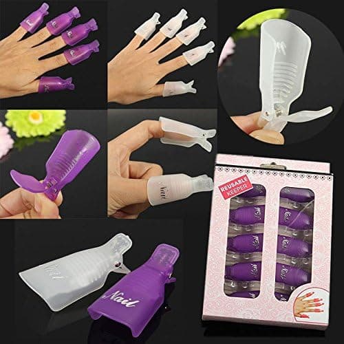 iMeshbean 10PC Plastic Acrylic Nail Art Soak Off Cap Clip UV Gel Polish Remover Wrap Tool USA