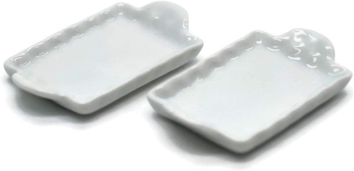 6 Ceramic White Baking Serving Tray Plate 1 Dollhouse Miniatures Food Kitchen by Cool Price