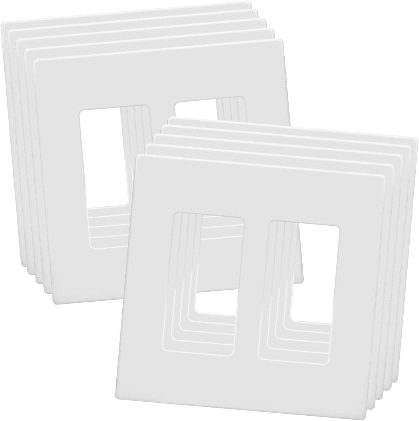 ENERLITES Screwless Decorator Wall Plates Child Safe Outlet Covers, Size 2-Gang 4.68" H x 4.73” L, Unbreakable Polycarbonate Thermoplastic, SI8832-W-10PCS, Glossy, White (10 Pack)