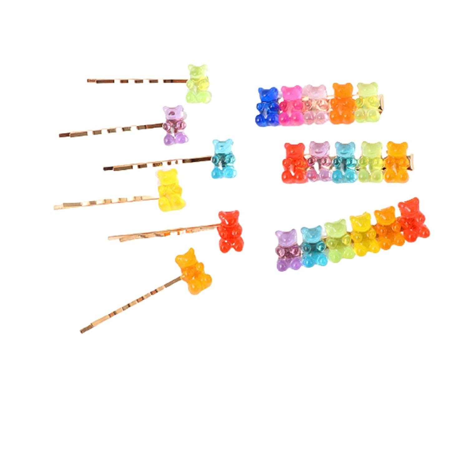 Handmade Colorful Resin Hair Clip Cute Gummy Bear Hair Pins Barrettes Candy Color Cartoon Animal Hairpin Hair Accessories for Women Girls Jewelry-Bear