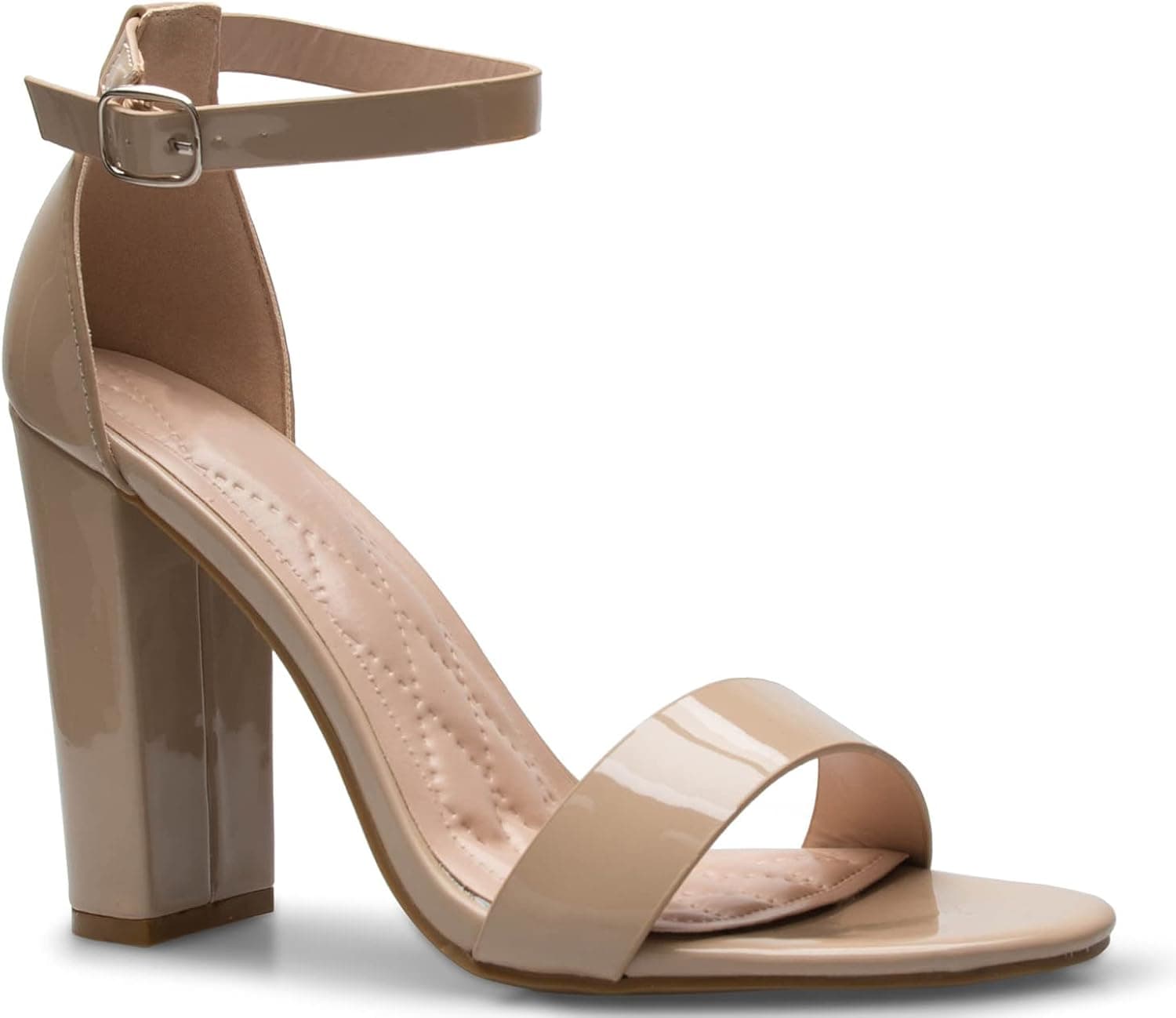Olivia K Women's Strappy Chunky Block High Heel - Formal, Wedding, Party ? Simple Classic Pump