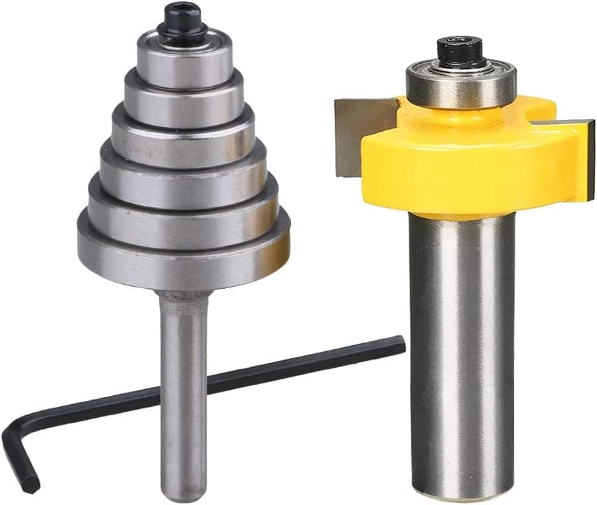 Bestgle 1/2" Shank Rabbet Router Bits Set with 6 Bearings Woodworking Cutter Tools for Multiple Depths 1/8", 1/4", 5/16", 3/8", 7/16", 1/2"
