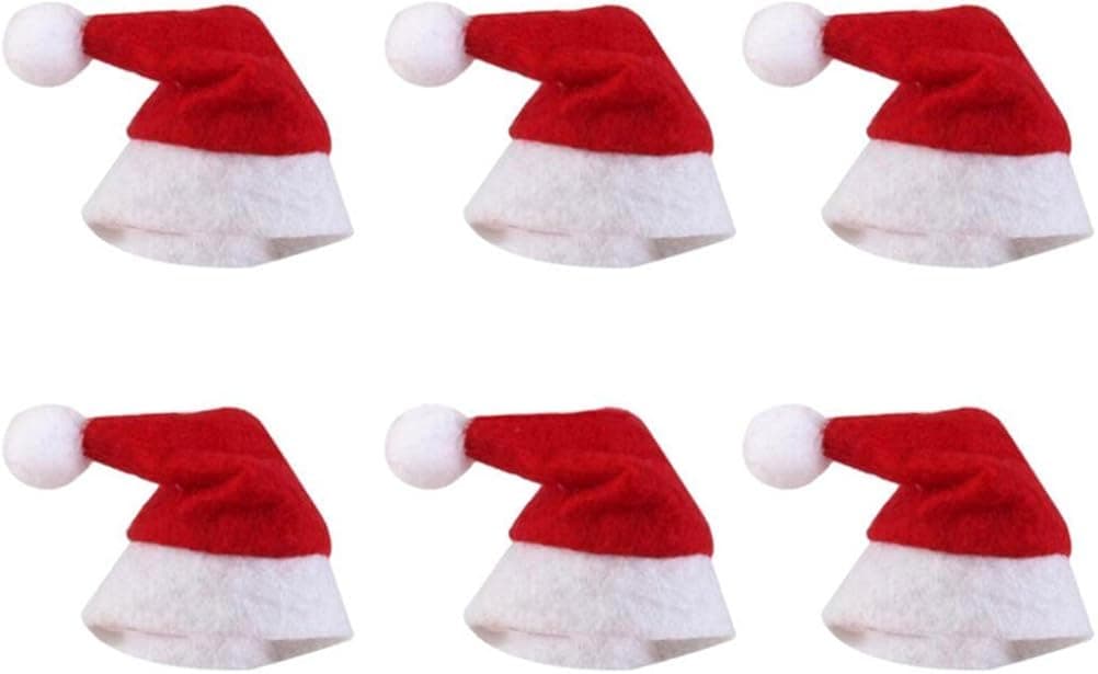 LONG7INES 6 Pcs Mini Christmas Hat for Lollipop Candy Cover/ Mini Christmas Santa Claus Lollipop Top Wraps Toppers Decor, 6x2.5CM