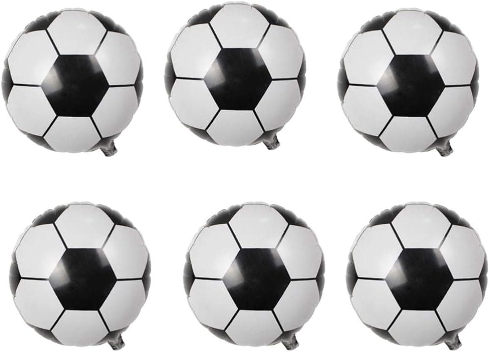 Amosfun 24Pcs Football Balloons 4D Football Aluminum Foil Balloon Mylar Balloons Soccer Balloons Birthday Party Decoration Football Party Supplies 18 Inch