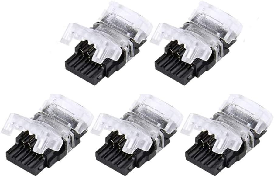 4 Pin LED Strip Connector 5050 LED Tape Light Connection Conductor LED Strip to Wire Connector for Waterproof IP65 10mm RGB LED Strip Lights (5 PCS)
