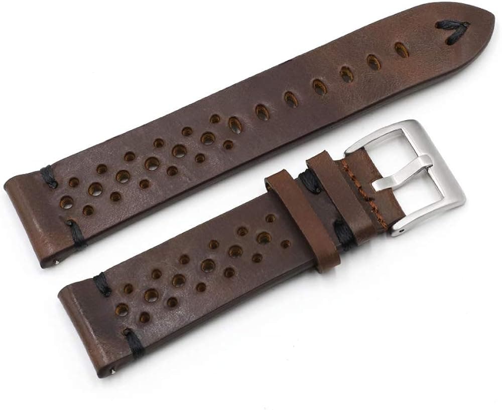 Onthelevel Handmade Genuine Vintage Full Grain Leather Watch Strap with Quick Release Spring Bars-18mm,20mm,22mm,24mm Breathable Watch Band