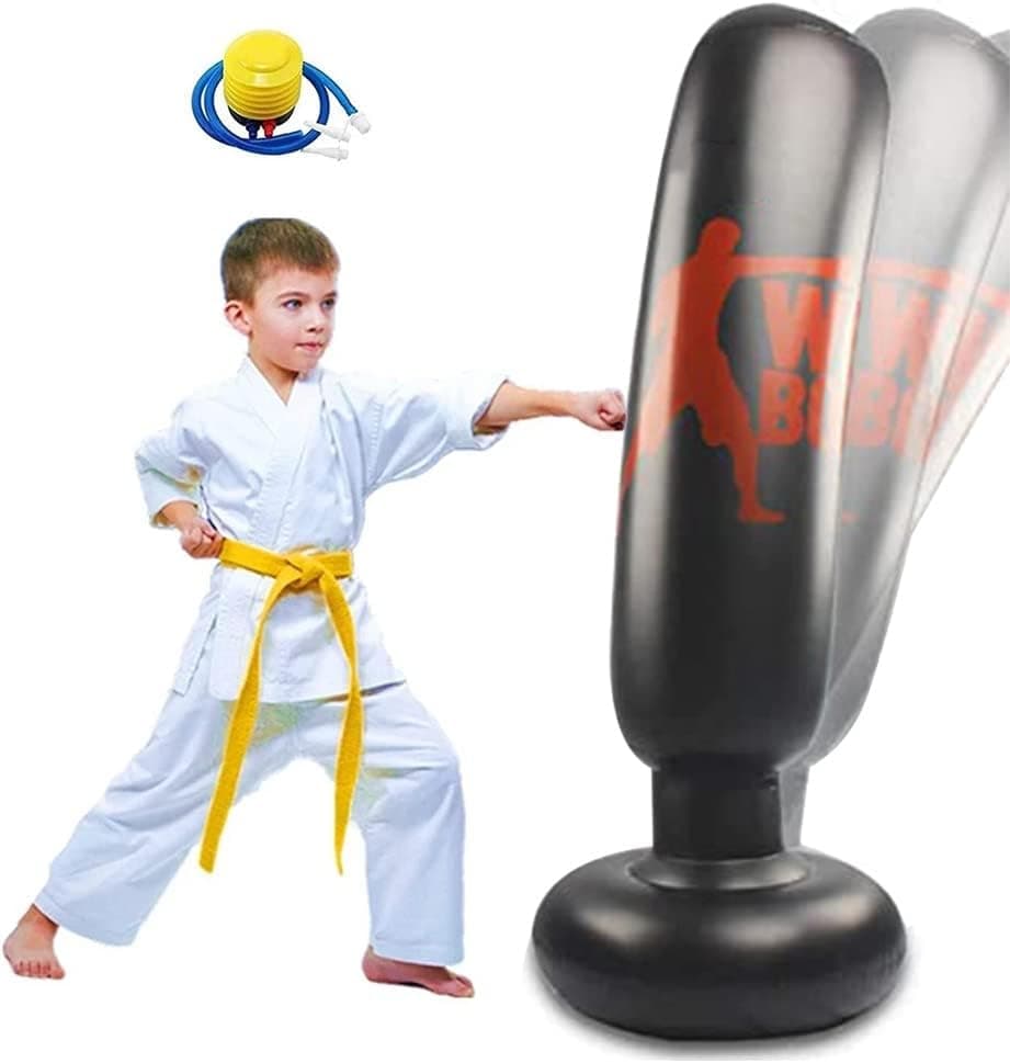 Punching Heavy Bag, Adult & Kids Freestanding Punching Bag Heavy Boxing Bag, Free Stand Kickboxing Bags Kick Punch Bag, Fitness Punching Bag Inflatable Punching Tower Bag