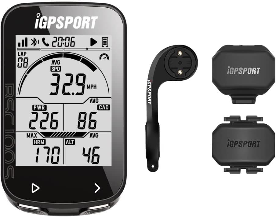 iGPSPORT BSC100S Cycling Computer Bundle, Bike Computer GPS Bike Speedometer IPX7 with 2.6 inch Auto Backlight Screen, ANT+/BLE5.0 Sensors and 40 Hours Battery Life