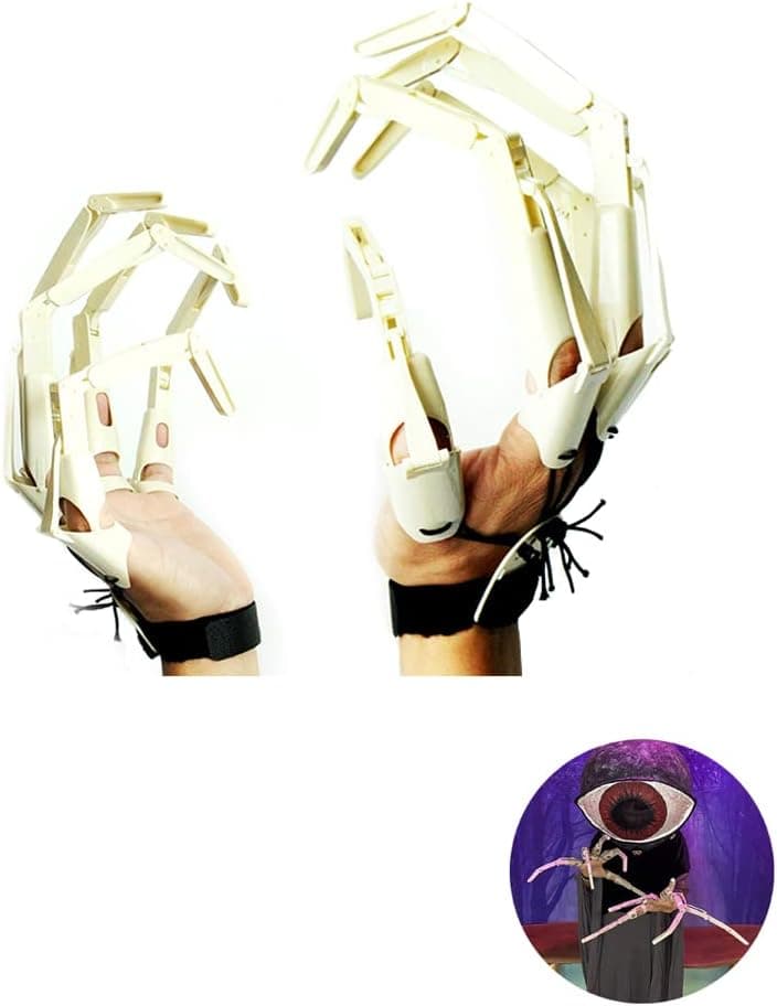 Articulated Finger Extensions, Halloween Scary Articulated Fingers,2pcs 3D Printed Finger Extensions for Witch Ghost Cosplay (White-1Pair)