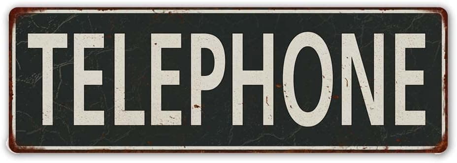 Telephone Sign Vintage Decor Signs Wall Art Plaque Decorations 8 x 24 Matte Finish Metal 108240062011