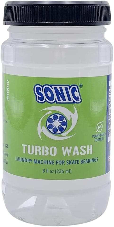 SONIC Turbo Wash Bio, Complete Skate Bearing Cleaning Kit includes 8 oz Bio Cleaner, Inline Skates, Roller Skates, Skateboards, Patented, Made in USA