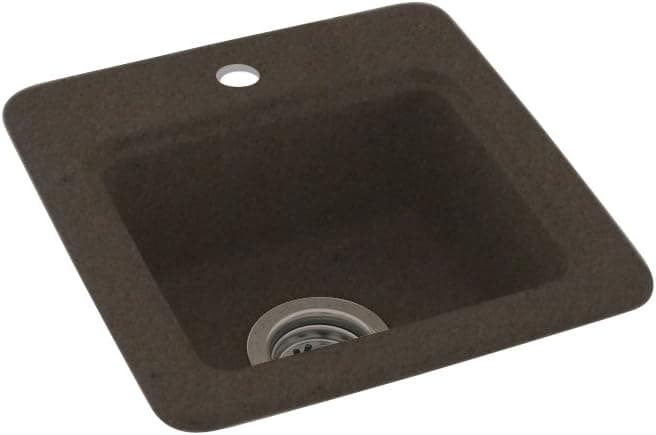 Swanstone BS01515.124 Solid Surface 1-Hole Dual Mount Single-Bowl Kitchen Sink, 15-in L X 15-in H X 5-in H, Canyon