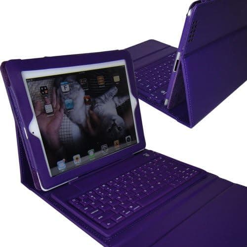 Yorktek Purple Wireless Keyboard PU Leather Case for Apple iPad2/3