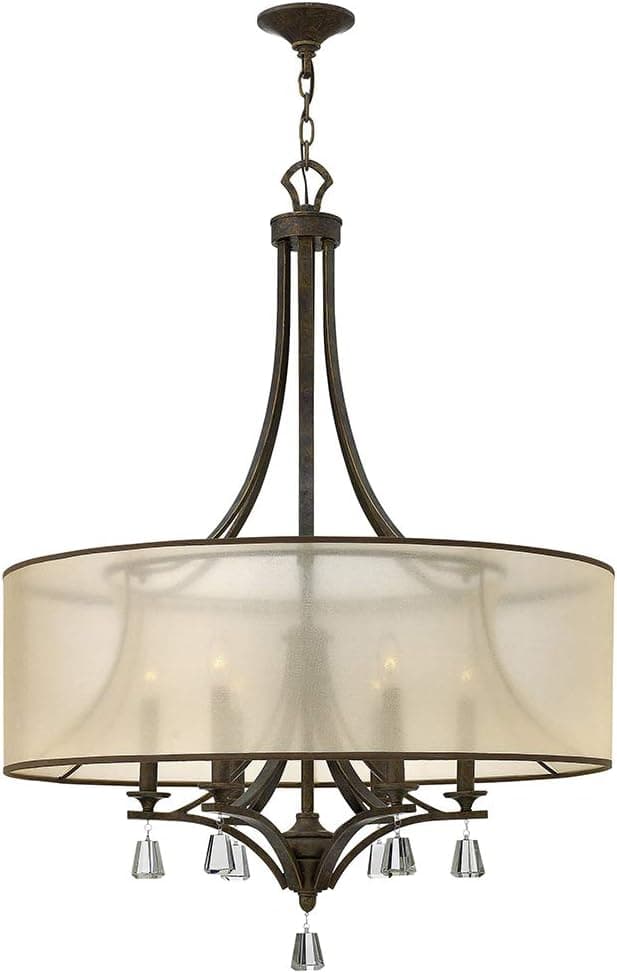 Fredrick Ramond FR45608FBZ Mime - Six Light Foyer, French Bronze Finish with Amber Sheer Translucent Shade