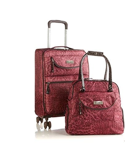 Samantha Brown Lightweight Croco-Print 2pc Set - Burgundy