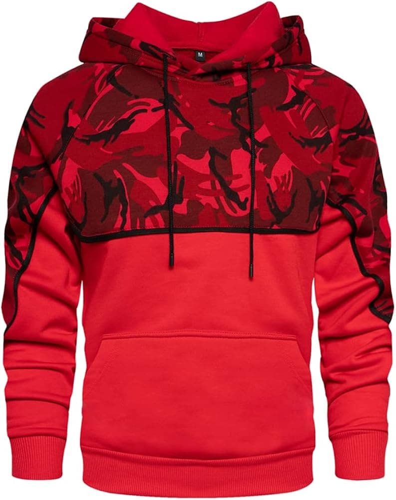 LBL Leading the Better Life Mens Camo Slim Fit Long Sleeve Lightweight Pullover Hoodie with Kanga Pocket