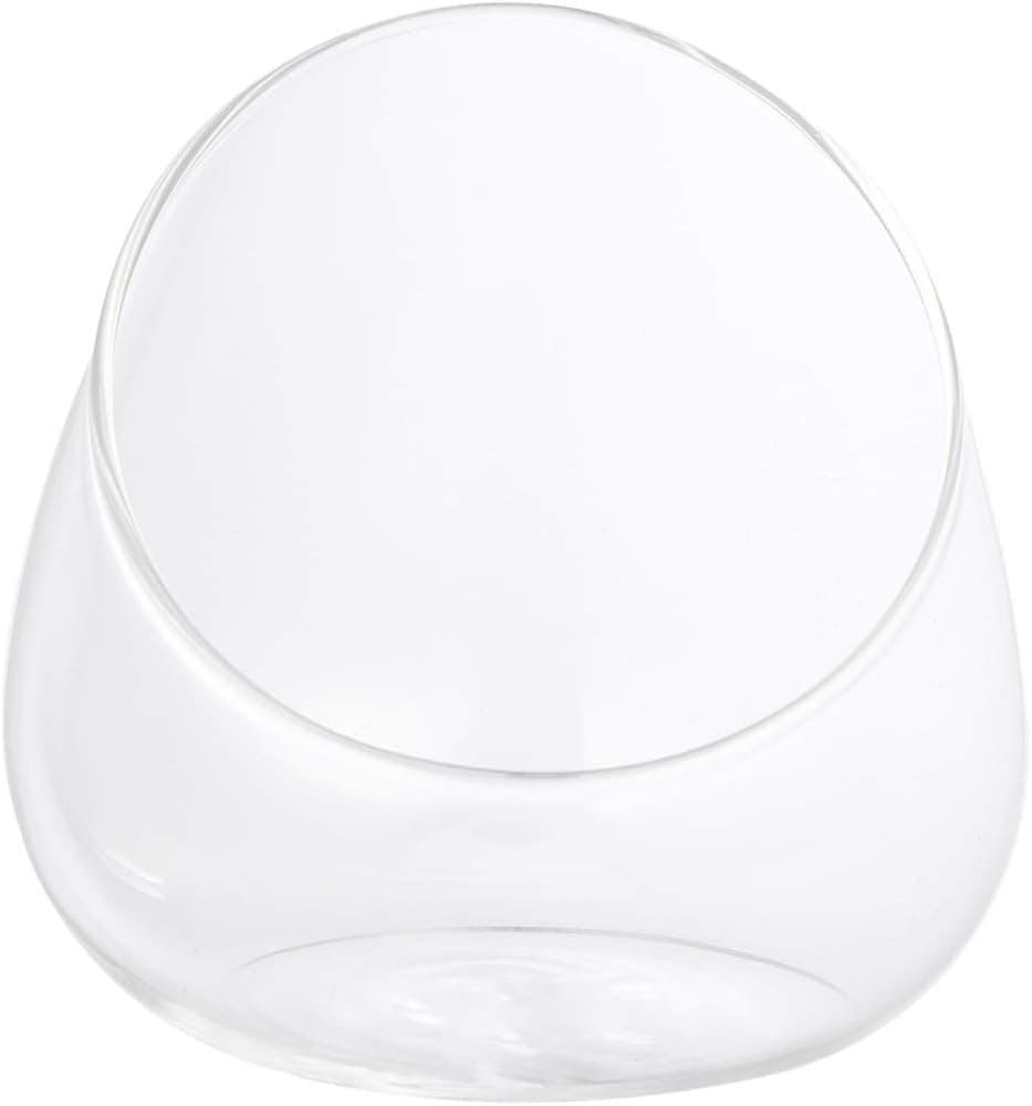 Cabilock House Ornaments Slant Cut Bowls Glass Vase Clear Terrarium Candy Dish Fruit Jar Floral Container Bubble Bowl Fish Bowl Globe Vase Centerpiece for Candle Plant (Transparent) Desktop Stand