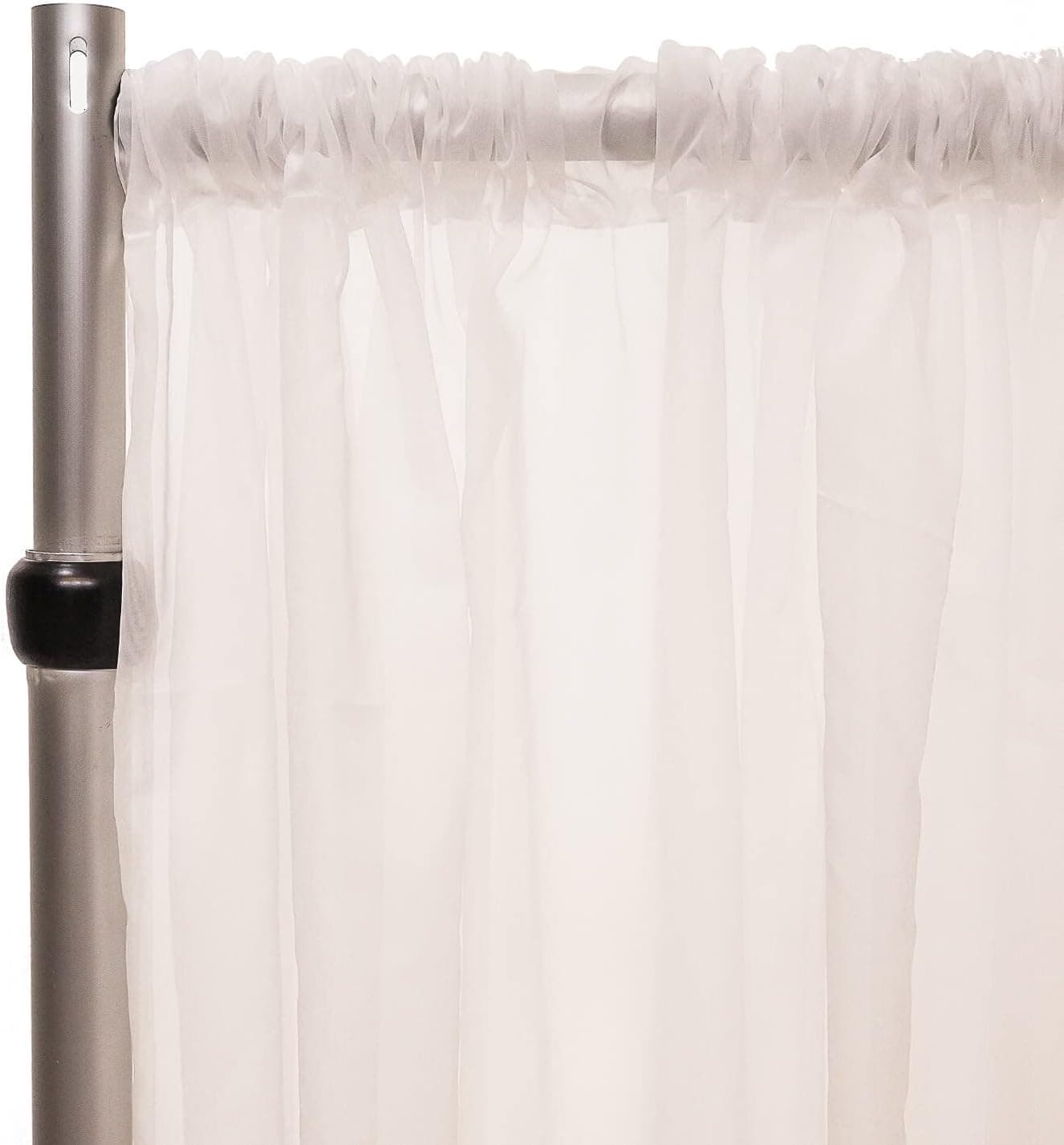 Event Decor Direct Sheer Voile Curtain Panel - 4" Rod Pocket Fire Retardant Draping Fabric - Machine Washable - 10' Wide x 18' Long - White