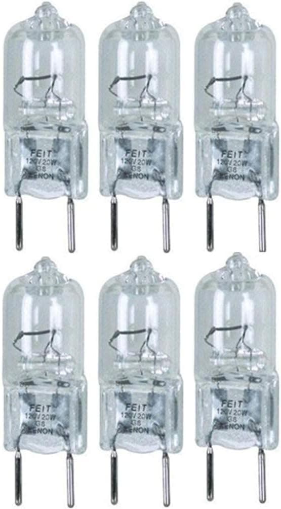 Feit Electric BPXN20/G8/3 Xenon 20-Watt Light Bulb (Pack of 2), Each pack includes 3 bulbs, 120 Volt bulb with G8 base, Similar in performance to halogen bulbs, Runs cooler for 4000 hours of life