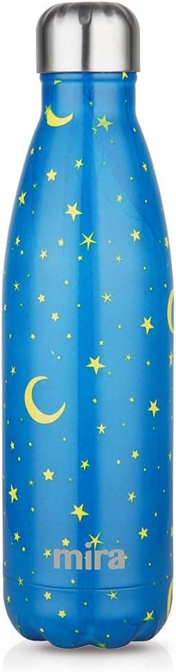 MIRA 17 oz Stainless Steel Vacuum Insulated Water Bottle - Leak-Proof Double Walled Cola Shape Bottle - Keeps Drinks Cold for 24 Hours & Hot for 12 Hours - Stars