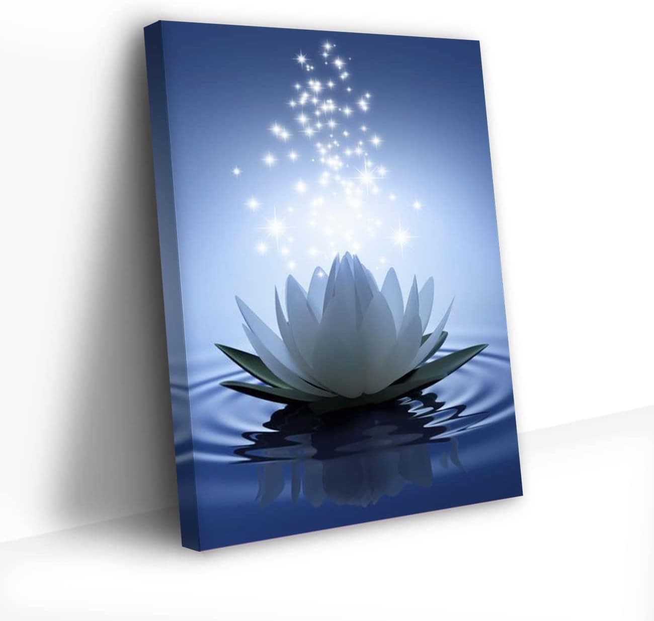 CCWACPP White Lotus Flower Wall Art Zen Bathroom Wall Decor Spa Canvas Artwork Abstract Floral Picture Prints Meditation Spiritual Yoga Room Decor Ready to Hang (12"x18"(30x45cm))