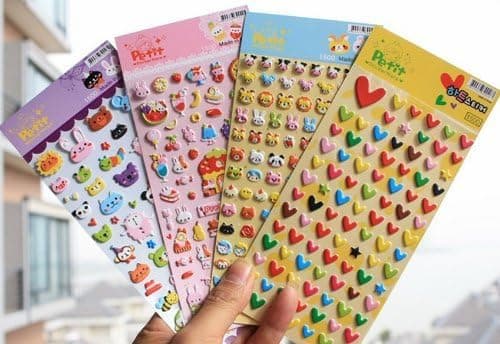 Sprite Science8482; 8 Sheets Cute Lovely 3D DIY Decorative Puffy Adhesive Sticker Tape/Kids Craft Scrapbooking Sticker Set for Diary, Album