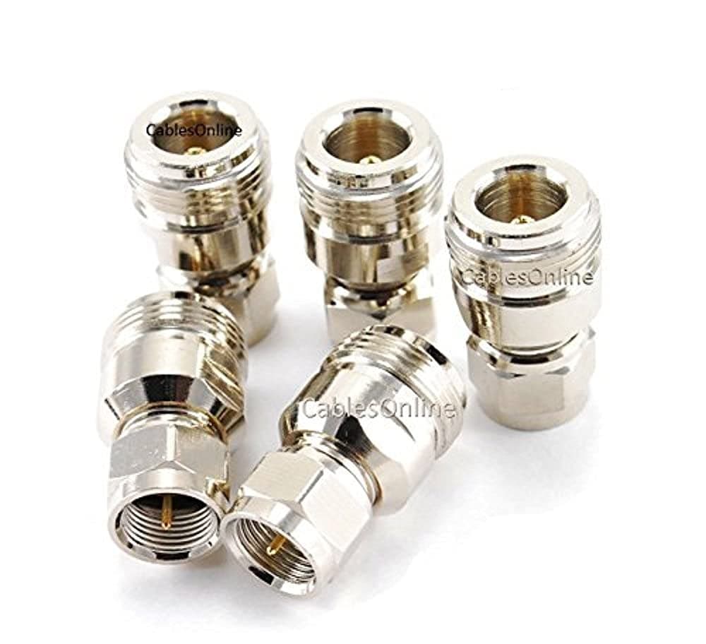 CablesOnline, 5-Pack N-Connector Female Jack to F-Type Male Plug Antenna RF Adapter, RF-N113-5