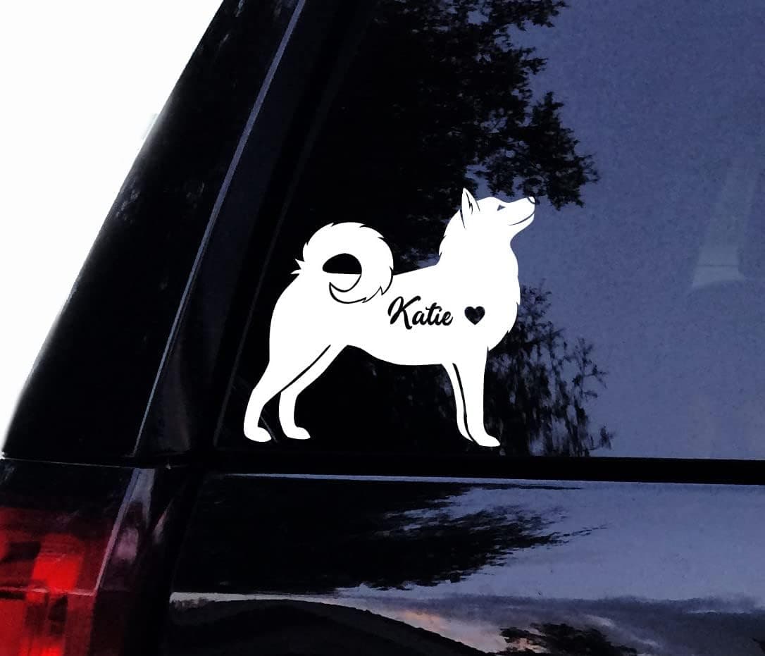 Husky Dog Decal - Free Name Personalization - Vinyl Car Decal, Laptop Decal, Car Window Wall Sticker (7")