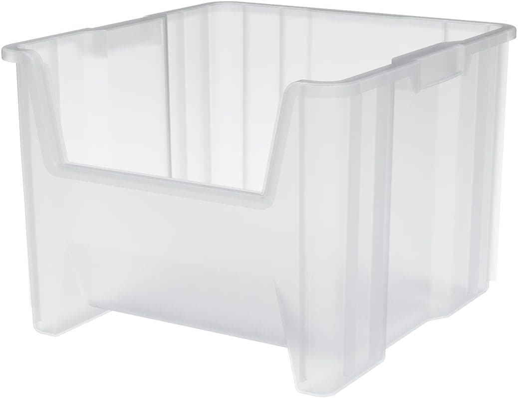 Akro-Mils 13018 Stack-N-Store Heavy Duty Stackable Open Front Plastic Storage Container Bin, (17-1/2-Inch x 16-1/2-Inch x 12-1/2-Inch), Clear, (2-Pack)